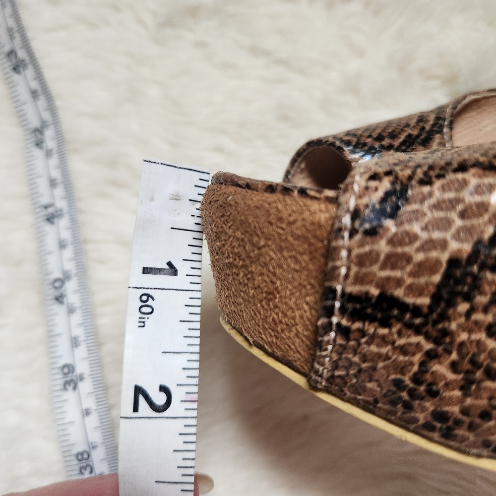 Roberto Vianni Vintage Y2K Snake Print Python Wedge Platform Heels Peep Toe 38 - Picture 14 of 14